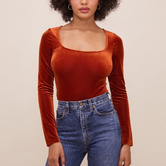 NWT ASTR The Label Tess velvet ribbed bodysuit - Picture 4 of 12